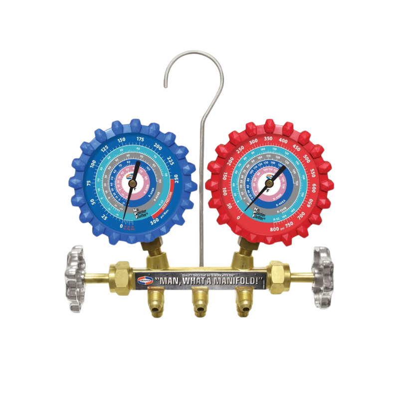 A2LM 2 Valve Brass Manifold with 3-1/8" NPF Gauges - No Hoses