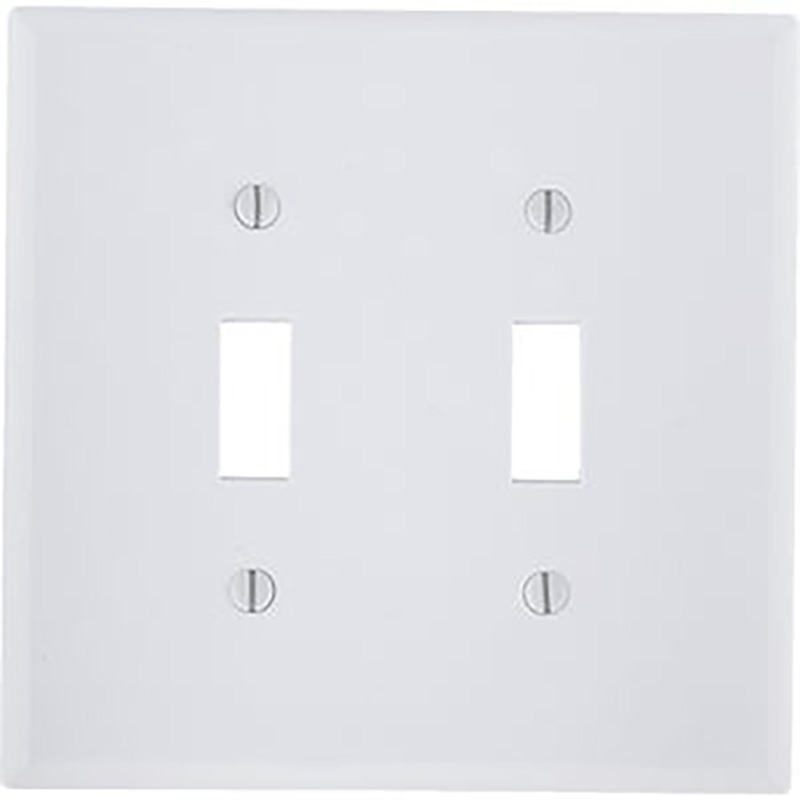 2 Gang Toggle Light Switch Plate - Mid Size - White