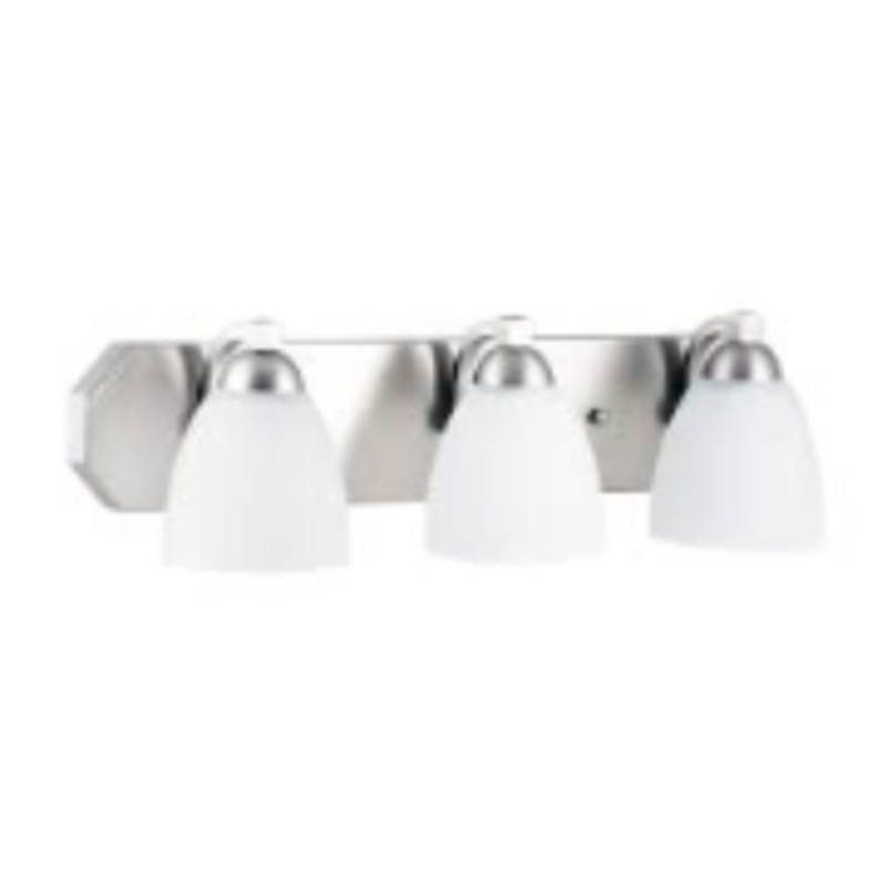 24" Victoria 3 Light Vanity Fixture - White Glass - Brushed Nickel