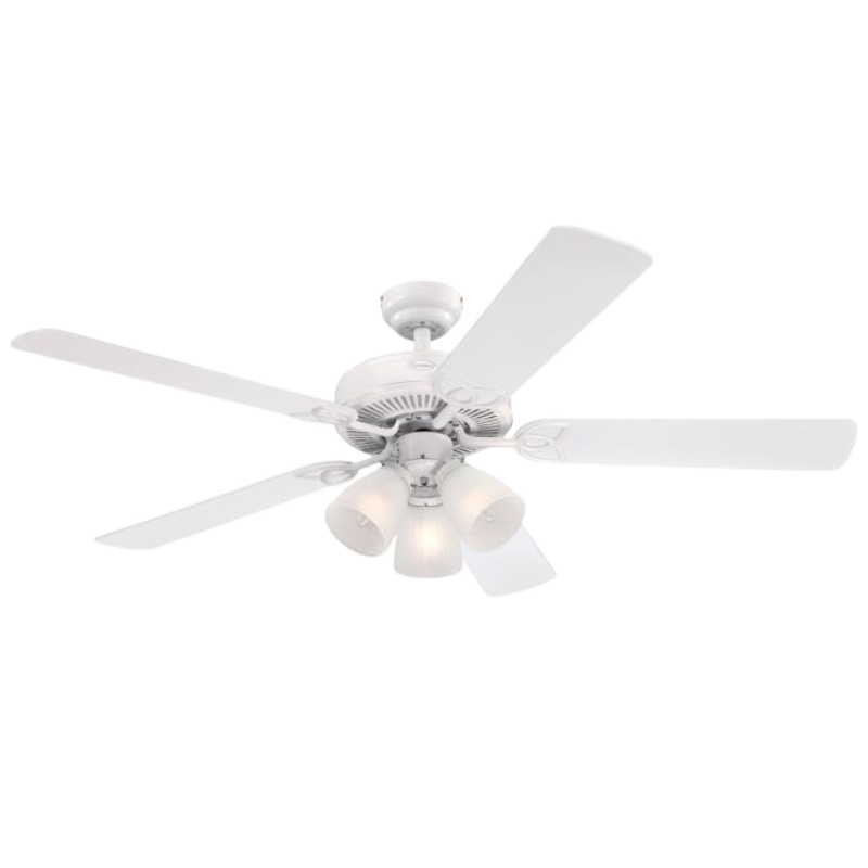 52" White Ceiling Fan with 3 Light Kit
