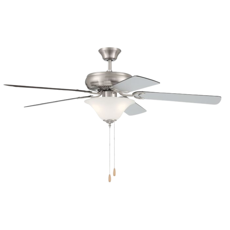 52" Brush Nickel Ceiling Fan with Bowl Light Kit