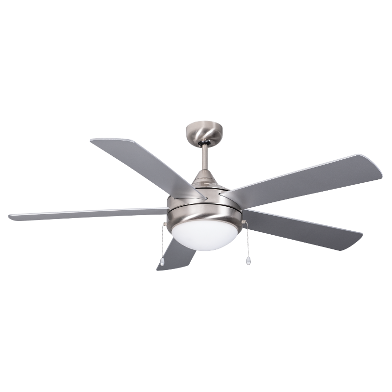 52" Fan Led Dome Satin Nickel Black/Mahogany