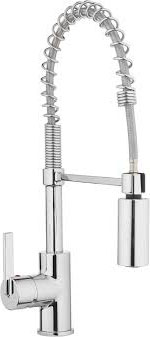 Single Handle Spring Neck Kitchen Faucet  with Pull Down Sprayer - Chrome