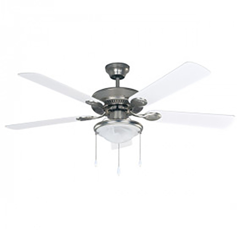 52" 5-Blade Kincaid BPT LED Ceiling Fan w/Light Kit- Brushed Pewter - Bleach Oak/White Blades