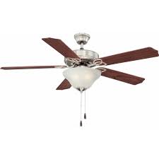 52" 5-Blade LED Ceiling Fan w/Light Kit- Satin Nickel - Rosewood/Walnut Blades