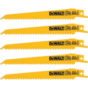 6" DeWalt 6TPI Wood Cutting Reciprocating Saw Blade - 5/pack