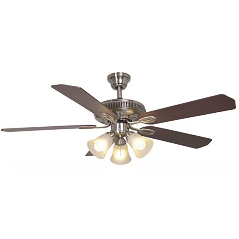 52" 5-Blade Home Impression Villa LED Ceiling Fan w/Light Kit - Satin Nickel - Weathered Oak/Midnight Ash Blades