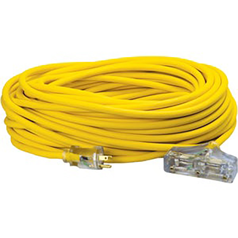 100' 12/3 (3)-Outlet Heavy Duty Outdoor Extension Cord