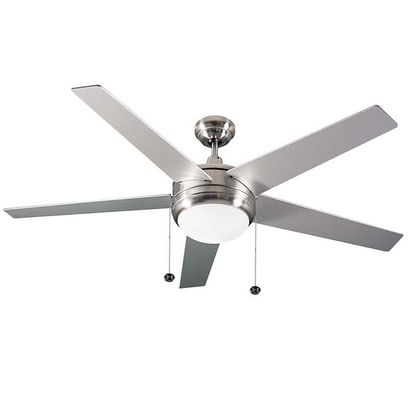 52" 4-Blade Zephr LED Ceiling Fan w/Light Kit - Satin Nickel - Silver/Walnut Blades
