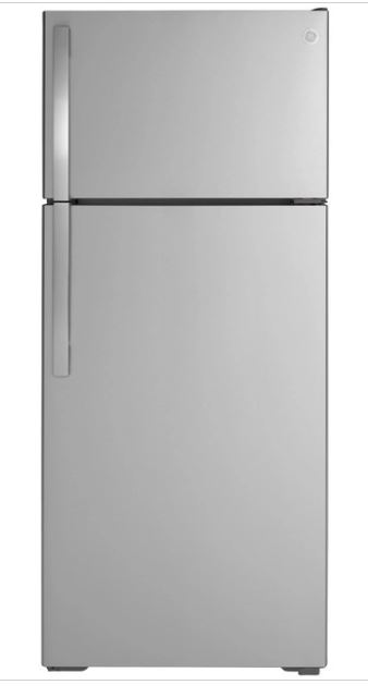 GE® 17.5 cu. ft. Top Freezer Refrigerator with Ice Maker - Stainless Steel