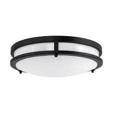 14-1/2" Glamour LED 23W Round Ringed Flush Mount Fixture - Matte Black
