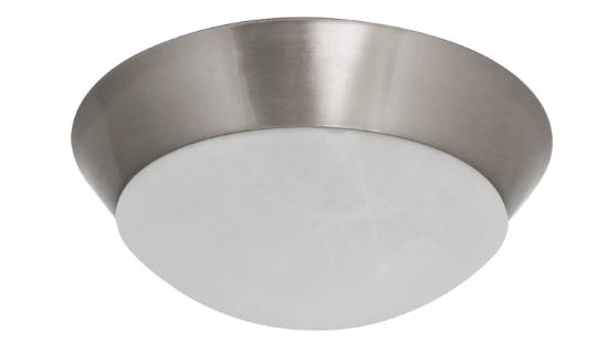 11-1/2" Flush Mount 1 Bulb Ceiling Mount Fixture with Twist-On Dome  - Satin Nickel