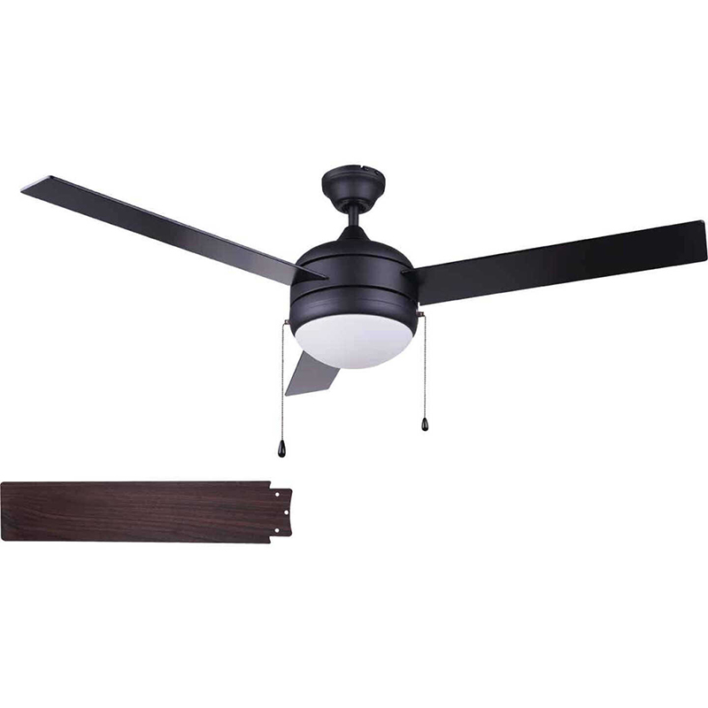 52" 3-Blade Home Impressions Sardiac LED Ceiling Fan w/Light Kit - Matte Black - Walnut/Black Blades