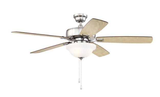 52" 5-Blade Twist N Click LED Ceiling Fan w/Light Kit - Satin Nickel - Ash/Mahogany Blades