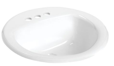 19" Round Bathroom Sink - White Vitreous China