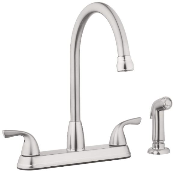 Two Handle Kitchen Faucet - Satin Nickel - With Spray