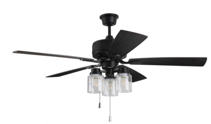 52" 5-Blade Kate LED Ceiling Fan w/Light Kit - Matte Black - Black Walnut/Gray Walnut Blades