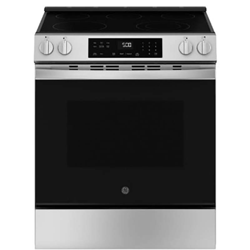 GE® 30" Slide In 5 Burner Glass Top Electric Range - Stainless Steel/Black
