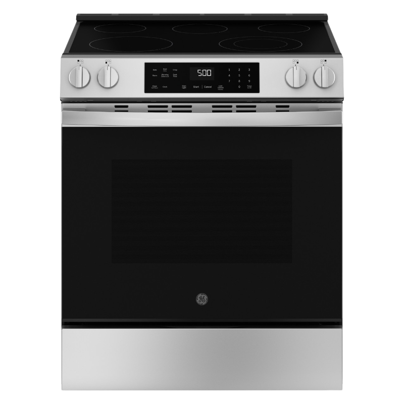 GE® 30" Slide In 5 Burner Glass Top Electric Range - Stainless Steel/Black