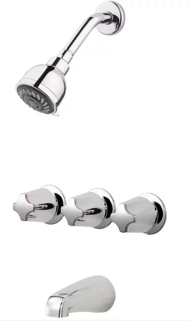 Pfister Three Handle Tub & Shower Faucet - Chrome