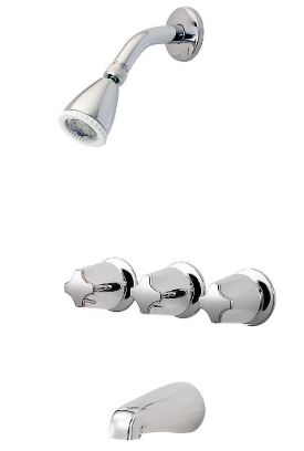 Pfister Three Handle Tub & Shower Faucet - Chrome