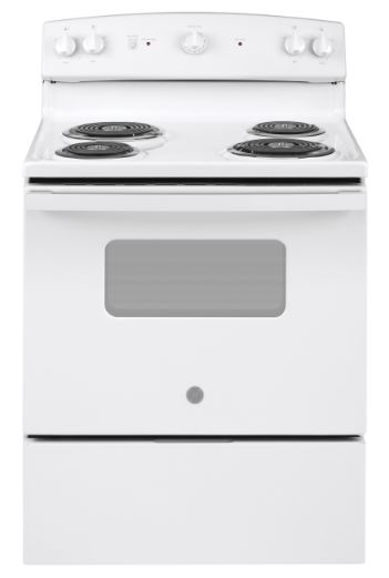 GE® 30" Free Standing 4 Burner Electric Range - White