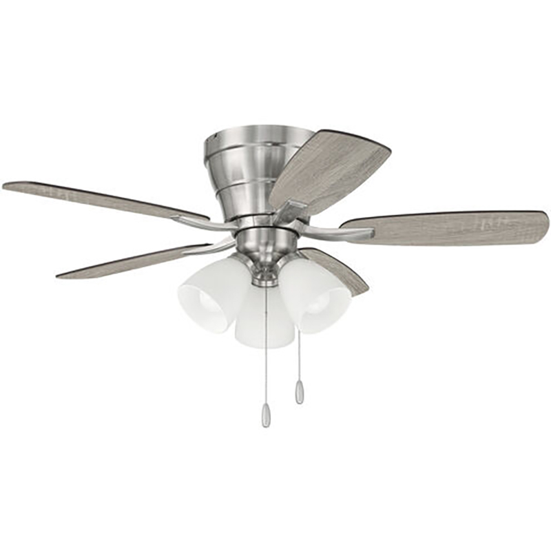42" 5-Blade Wheeler LED Hugger Ceiling Fan w/Light Kit - Satin Nickel - Driftwood/Walnut Blades