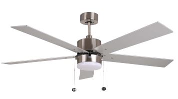 52" 5-Blade Metro Cylinder Ceiling Fan w/LED Light Kit - Satin Nickel - Silver/Walnut Blades