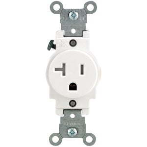 20 Amp 125v Single Wall Receptacle - White
