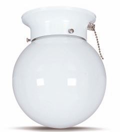 6" Flush Mount 1 Bulb Ball Ceiling Fixture with White Glass - White
