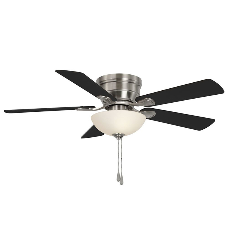 44" 5-Blade Hampton Bay LED Hugger Ceiling Fan w/Light Kit - Satin Nickel - Black/Dark Maple Blades