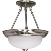 Semi Flush 2 Light Satin Nickel with Alabaster