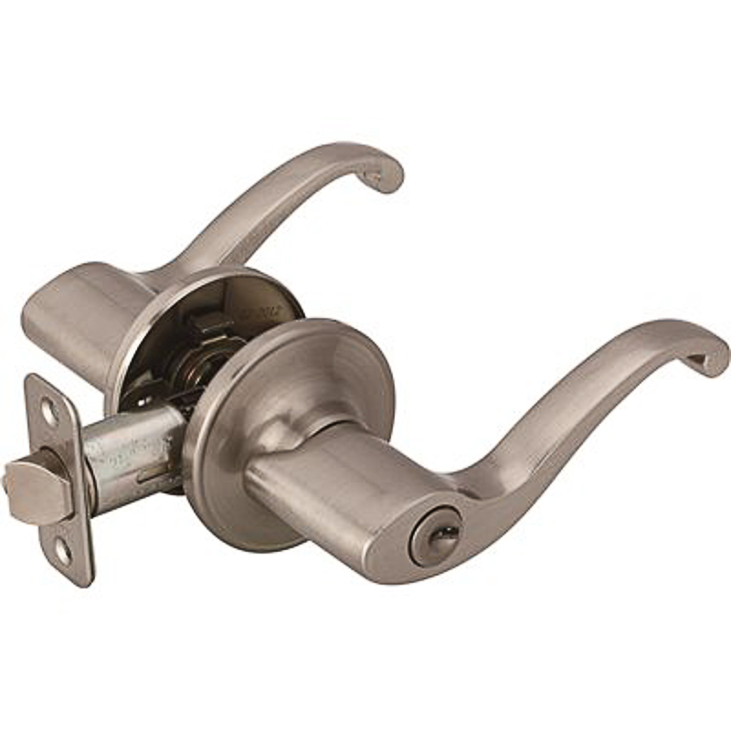 Economy Scroll Entry Lever - Satin Nickel