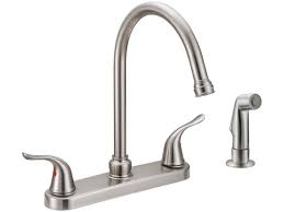 Two Handle Kitchen Faucet - Satin Nickel - With Spray