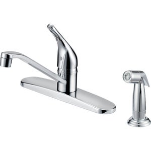 Single Handle Kitchen Faucet - Chrome - With Spray
