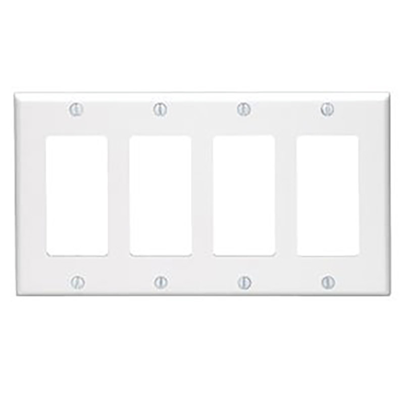 4 Gang Decorator/Rocker Wall Plate - Standard Size - White