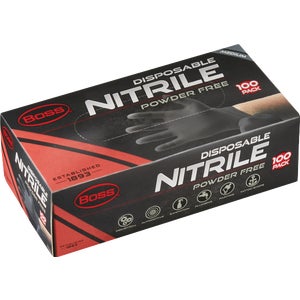 Medium Nitrile Industrial Black Rubber Gloves - 100/pack