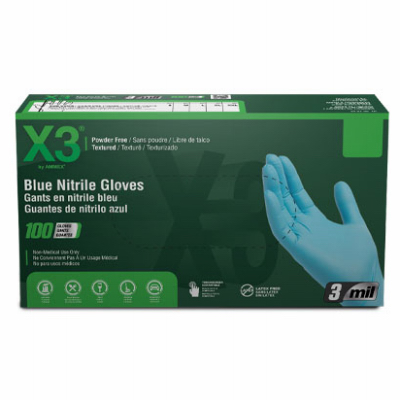 Large Nitrile Industrial Blue Rubber Gloves - 100/pack