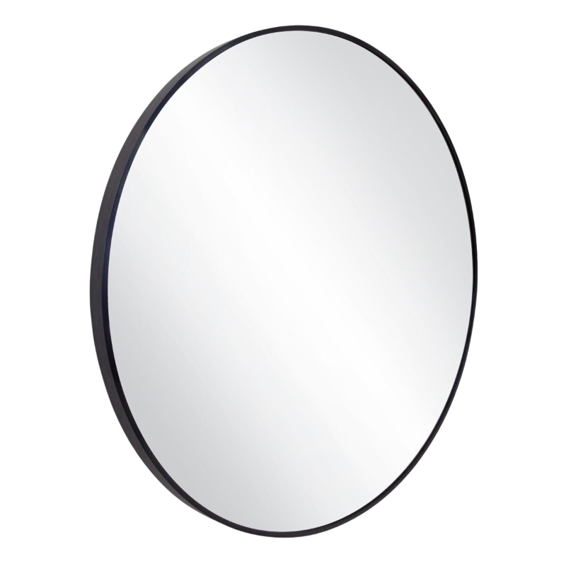 36" Round Framed Mirror - Black