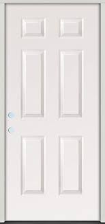 36" x 80" x 1-3/4" SC Primed 6 Panel Metal Pre-Hung Exterior Door Unit - 2 Bore - Left Hand