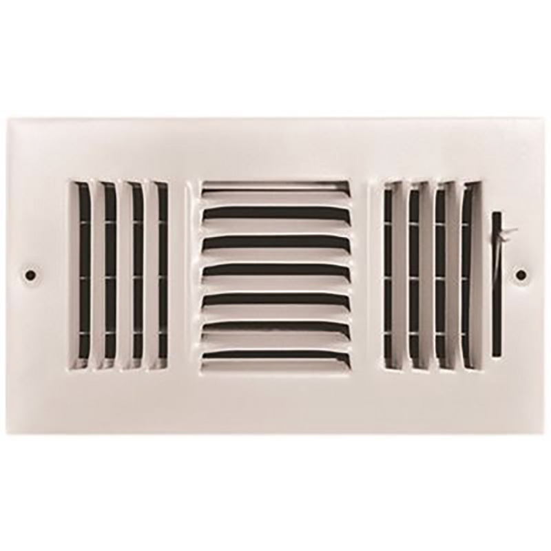 10" x 8" White 3-Way Wall/Ceiling Register