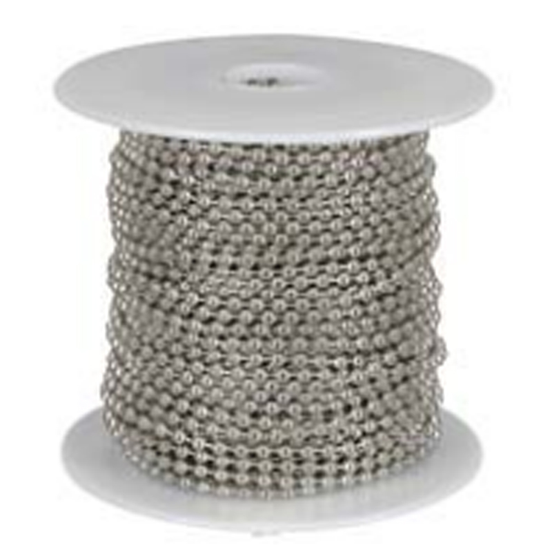 1/8" x 100' Beaded Chain - Silver