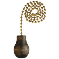 12" Walnut Ceiling Fan Pull Knob with Brass Chain