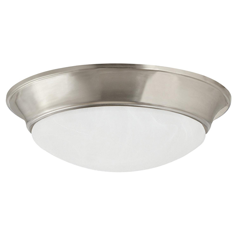 13" LED 21W Flush Mount Ceiling Fixture with Alabaster Glass - Satin Nickel
