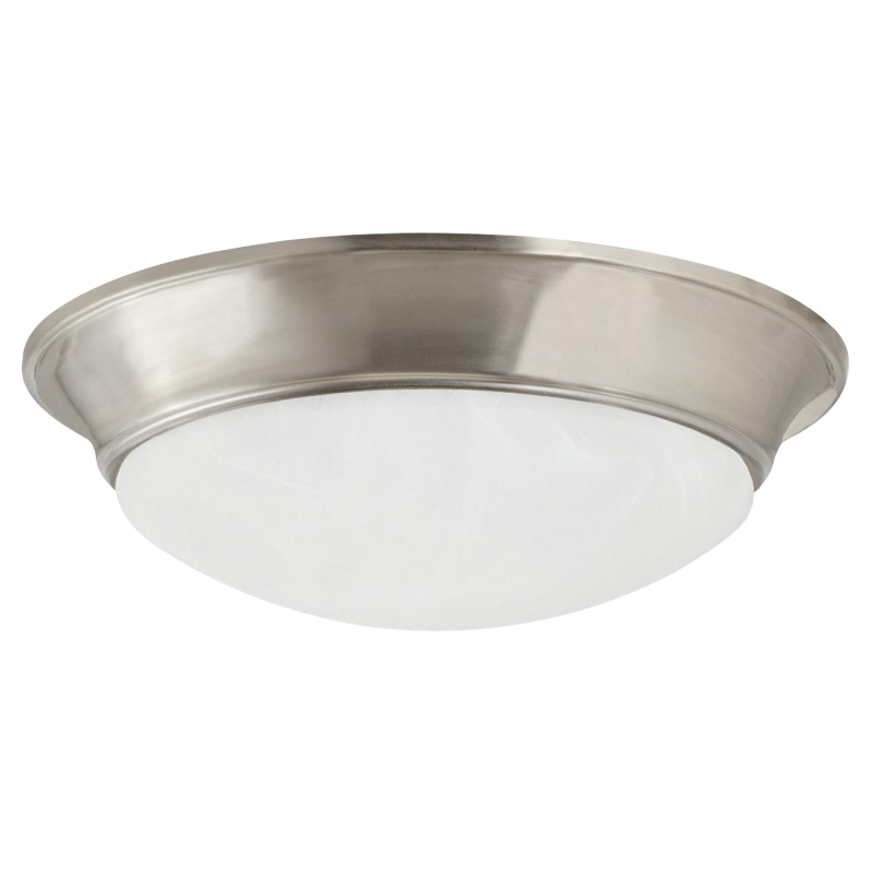 13" LED 21W Flush Mount Ceiling Fixture with Alabaster Glass - Satin Nickel
