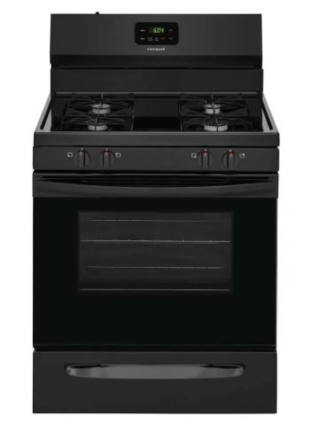 Frigidaire® 30" Free Standing 4 Burner Front Control Gas Range - Black