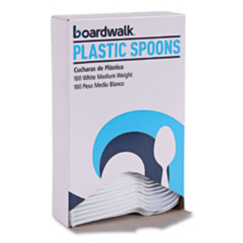White Polypro Plastic Spoon - 100/Box