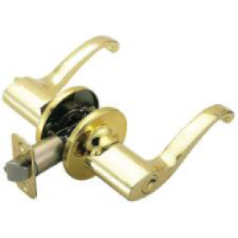 Decorative Lever Entry Lock - Polished Brass