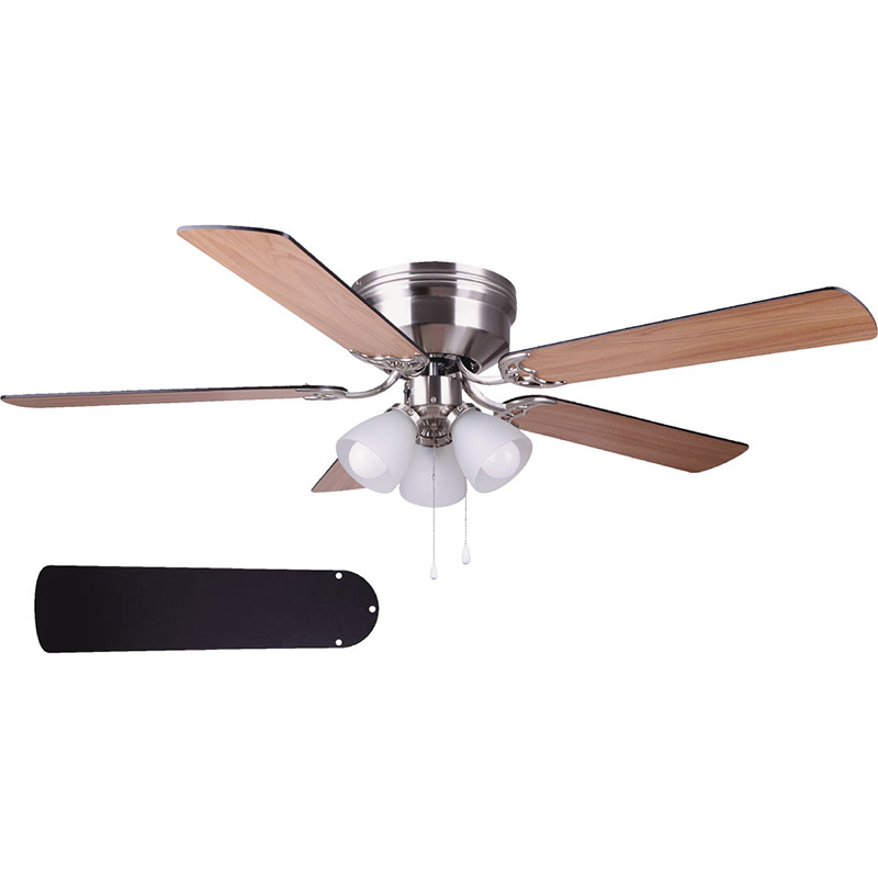 52" Brush Nickel Hugger Fan with 4Light