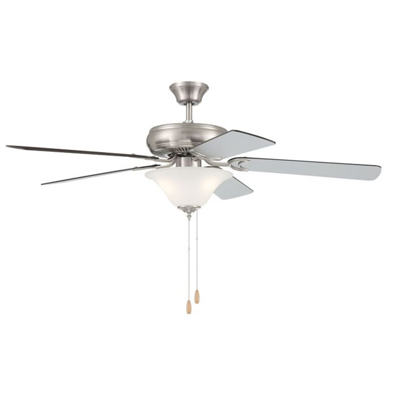 52" Brush Nickel Ceiling Fan with Bowl Light Kit